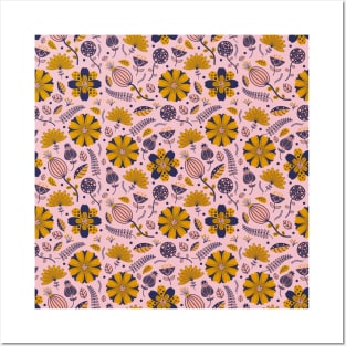 Pink Flower Pattern Posters and Art